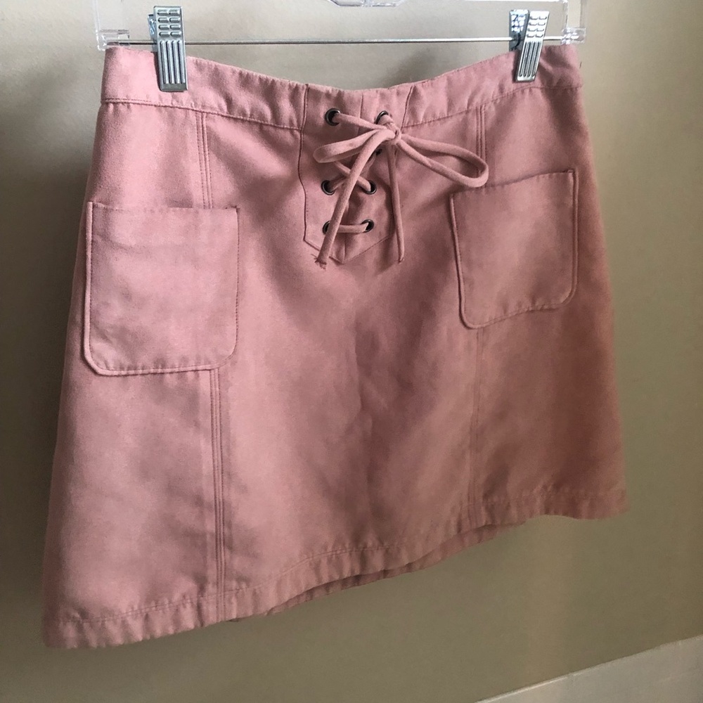 Hollister mini suede pink skirt